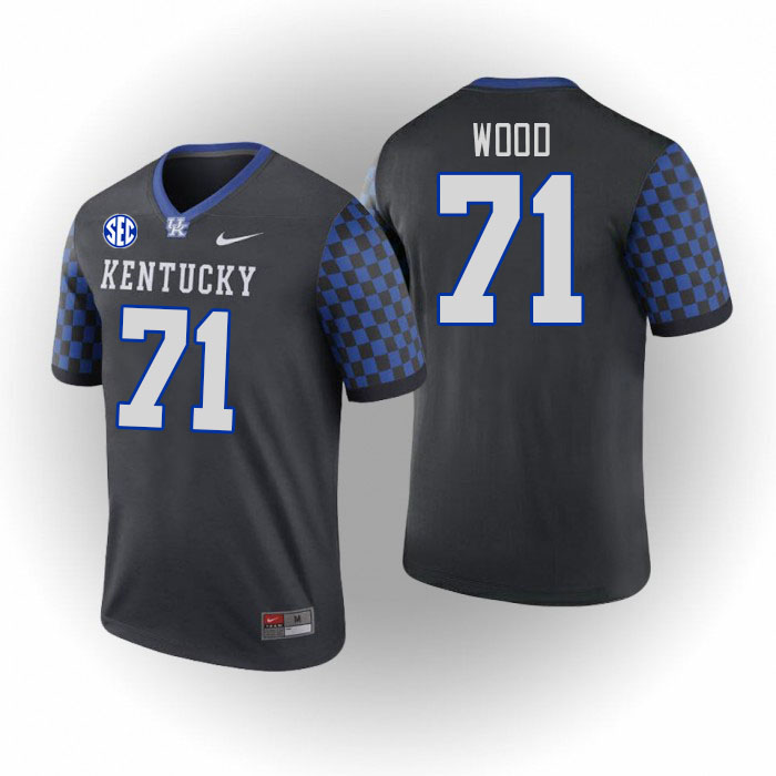 Men #71 Malachi Wood Kentucky Wildcats College Football Jerseys Stitched Sale-Black